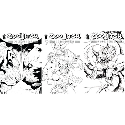 Zoo Jitsu Fighters #2 Comic Books Black and White Bundle + Free Digital Download - Icon Heroes 