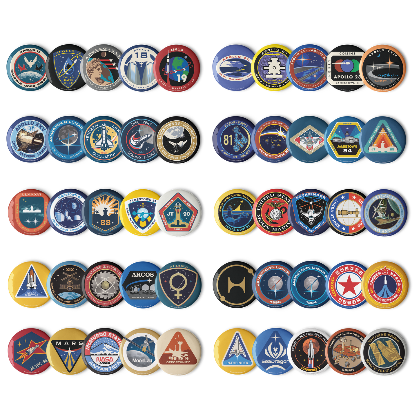 For All Mankind Pin Buttons Full Set - Icon Heroes 