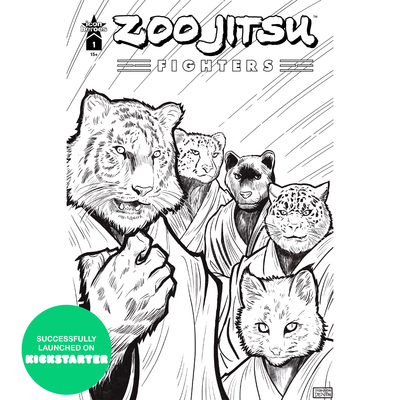 Zoo Jitsu Fighters #1 Comic Book Cover N - Shannon Eric Denton Black and White - Icon Heroes 