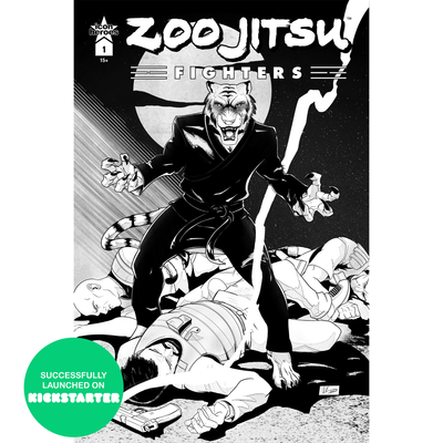 Zoo Jitsu Fighters #1 Comic Book Cover O - Wade King Black and White - Icon Heroes 