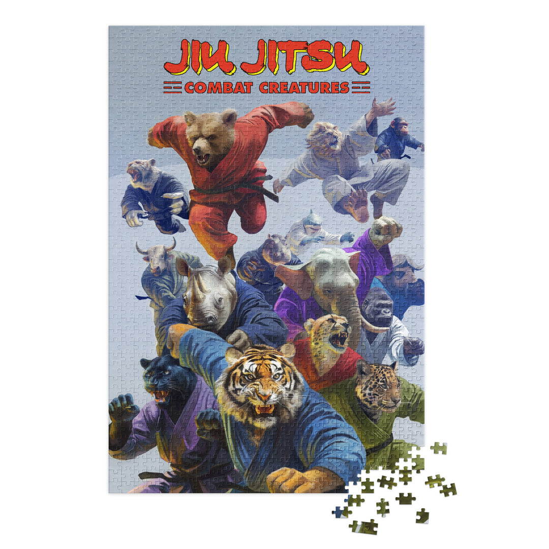 Jiu Jitsu Combat Creatures Jigsaw puzzle with tin by Lee Kohse A