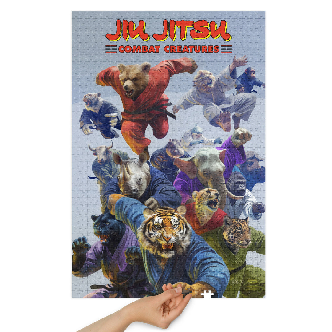 Jiu Jitsu Combat Creatures Jigsaw puzzle with tin by Lee Kohse A
