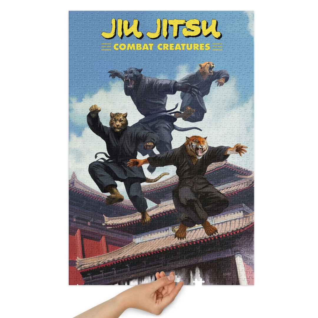 Jiu Jitsu Combat Creatures Jigsaw puzzle with tin by Lee Kohse B