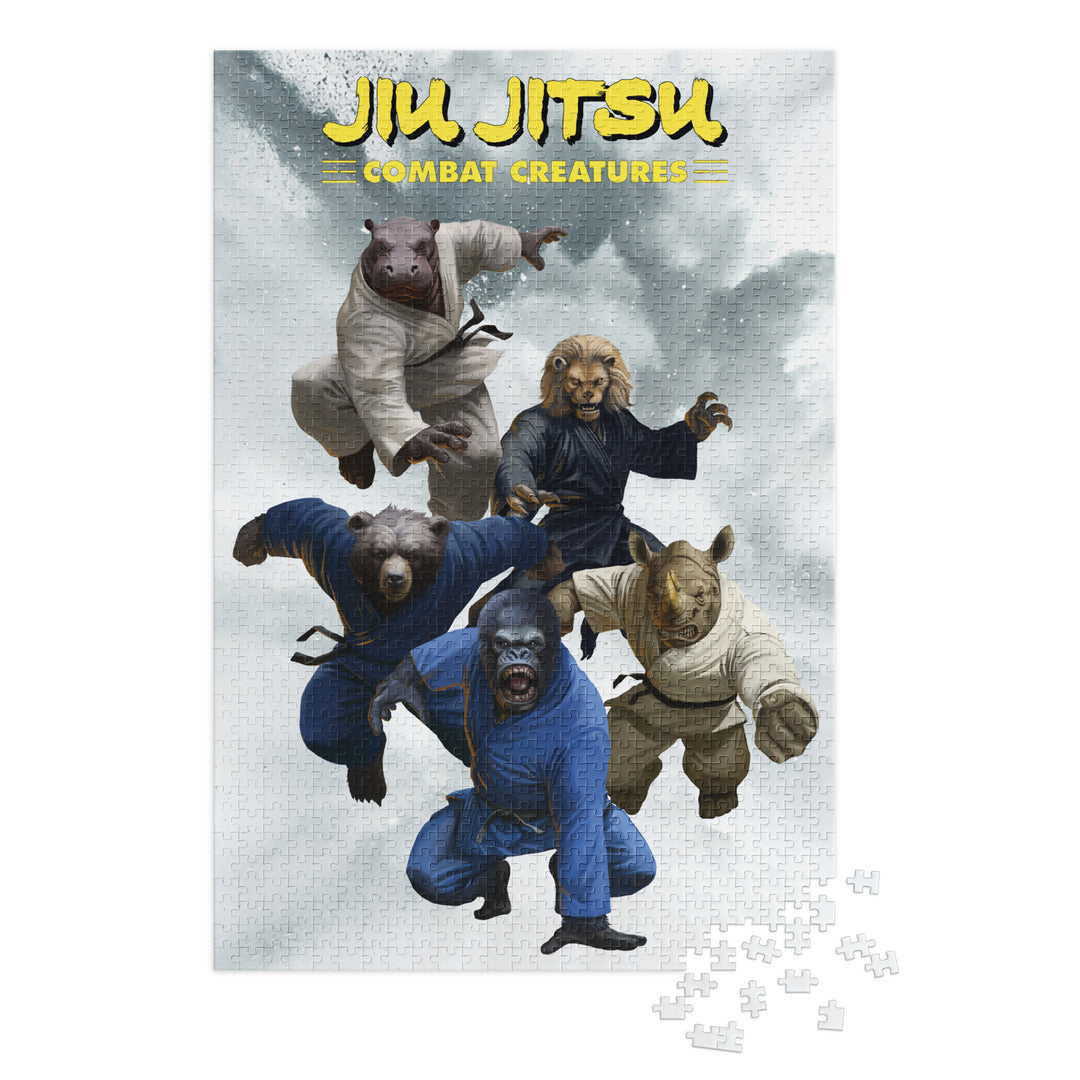 Jiu Jitsu Combat Creatures Jigsaw puzzle with tin by Lee Kohse C