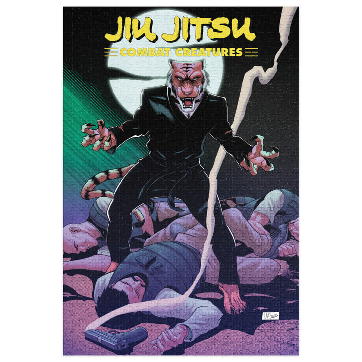 Jiu Jitsu Combat Creatures Jigsaw puzzle with tin by Wade King A