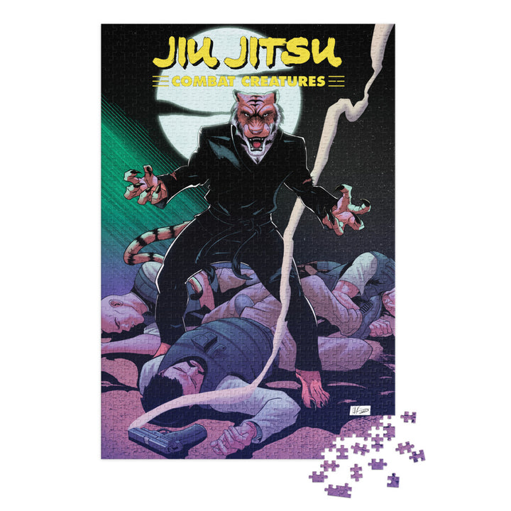 Jiu Jitsu Combat Creatures Jigsaw puzzle with tin by Wade King A