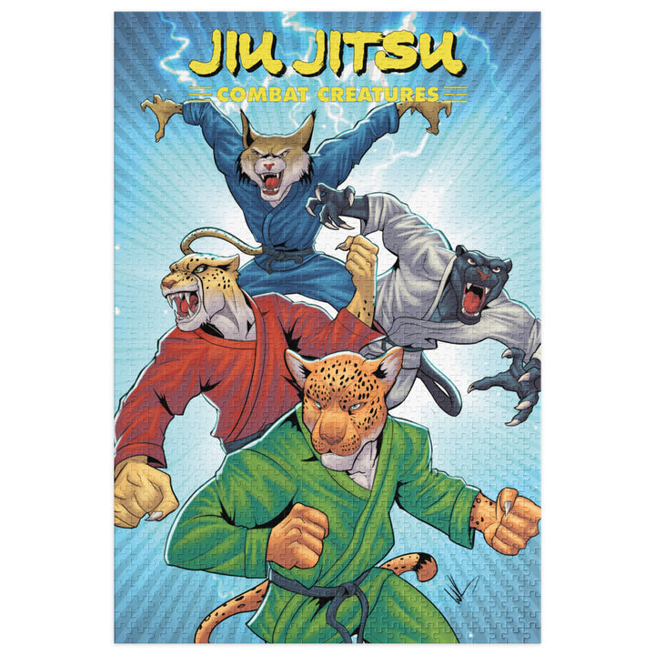 Jiu Jitsu Combat Creatures Jigsaw puzzle with tin by Wade King B