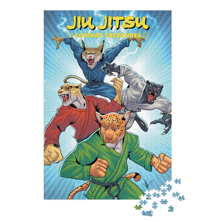 Jiu Jitsu Combat Creatures Jigsaw puzzle with tin by Wade King B
