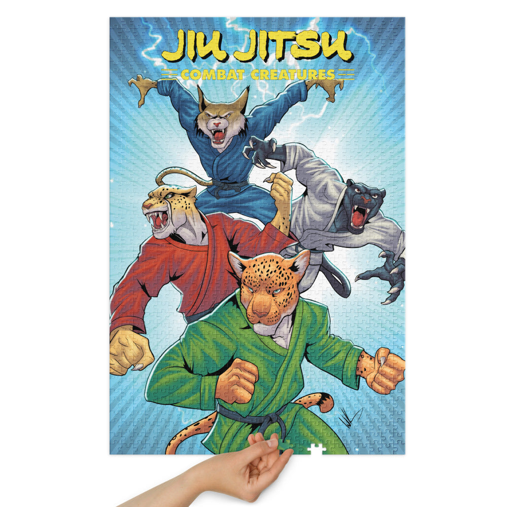 Jiu Jitsu Combat Creatures Jigsaw puzzle with tin by Wade King B
