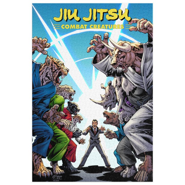 Jiu Jitsu Combat Creatures Jigsaw puzzle with tin by Kevin Conrad