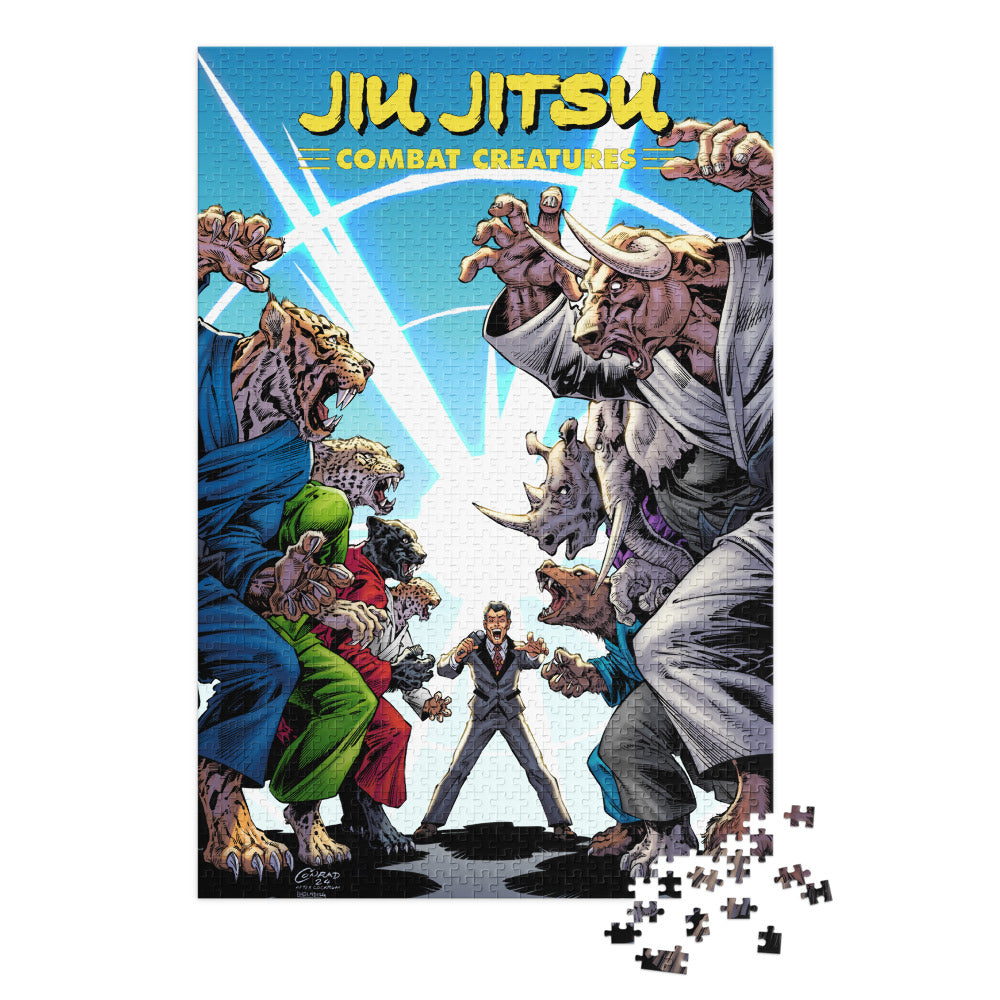 Jiu Jitsu Combat Creatures Jigsaw puzzle with tin by Kevin Conrad