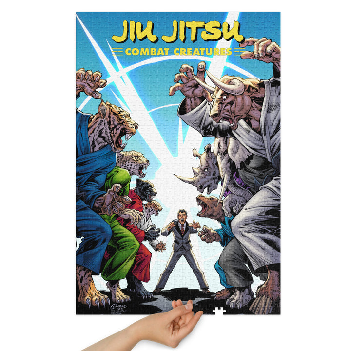 Jiu Jitsu Combat Creatures Jigsaw puzzle with tin by Kevin Conrad