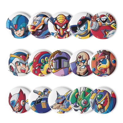Mega Man X1 Pin Buttons Full Set - Icon Heroes 