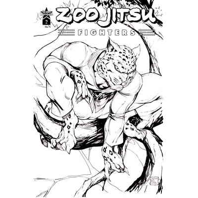 Zoo Jitsu Fighters #2 Comic Book Cover G - Ale Garza Black and White - Icon Heroes 
