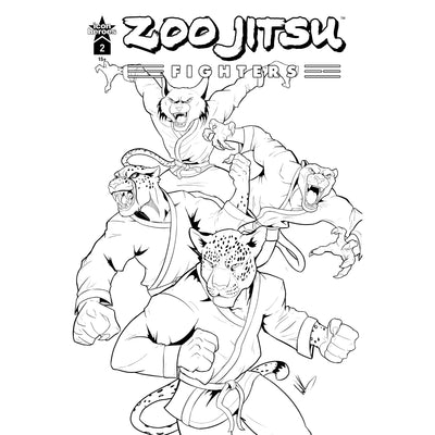 Zoo Jitsu Fighters #2 Comic Book Cover F - Wade King Black and White - Icon Heroes 