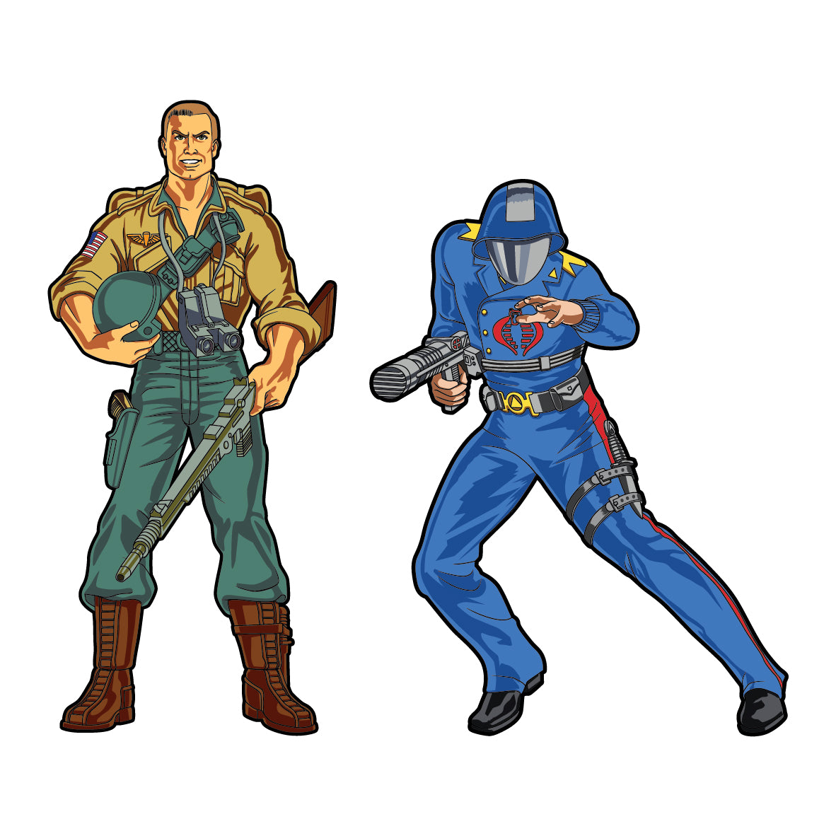 G.I. Joe Duke X Cobra Commander Retro Pin Set - Available 3rd Quarter 2021 - Icon Heroes 