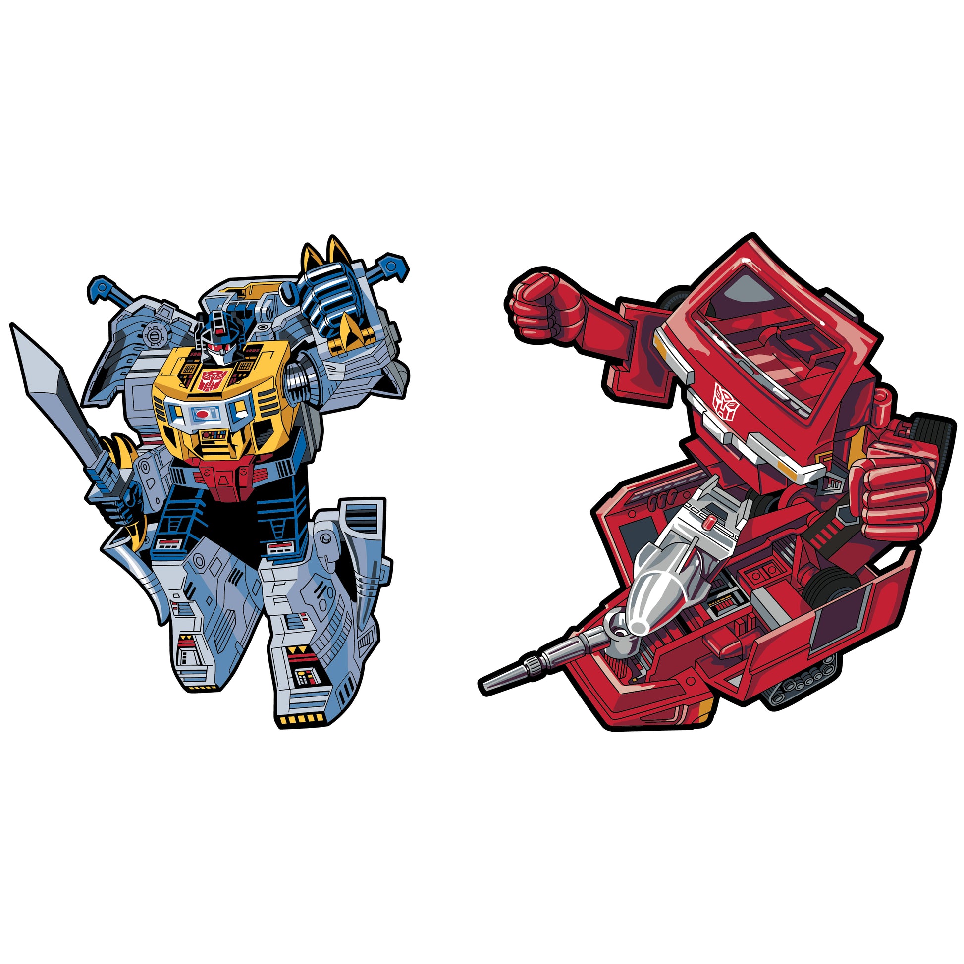 Transformers Grimlock X Ironhide Retro Pin Set - Available 2nd Quarter 2022 - Icon Heroes 