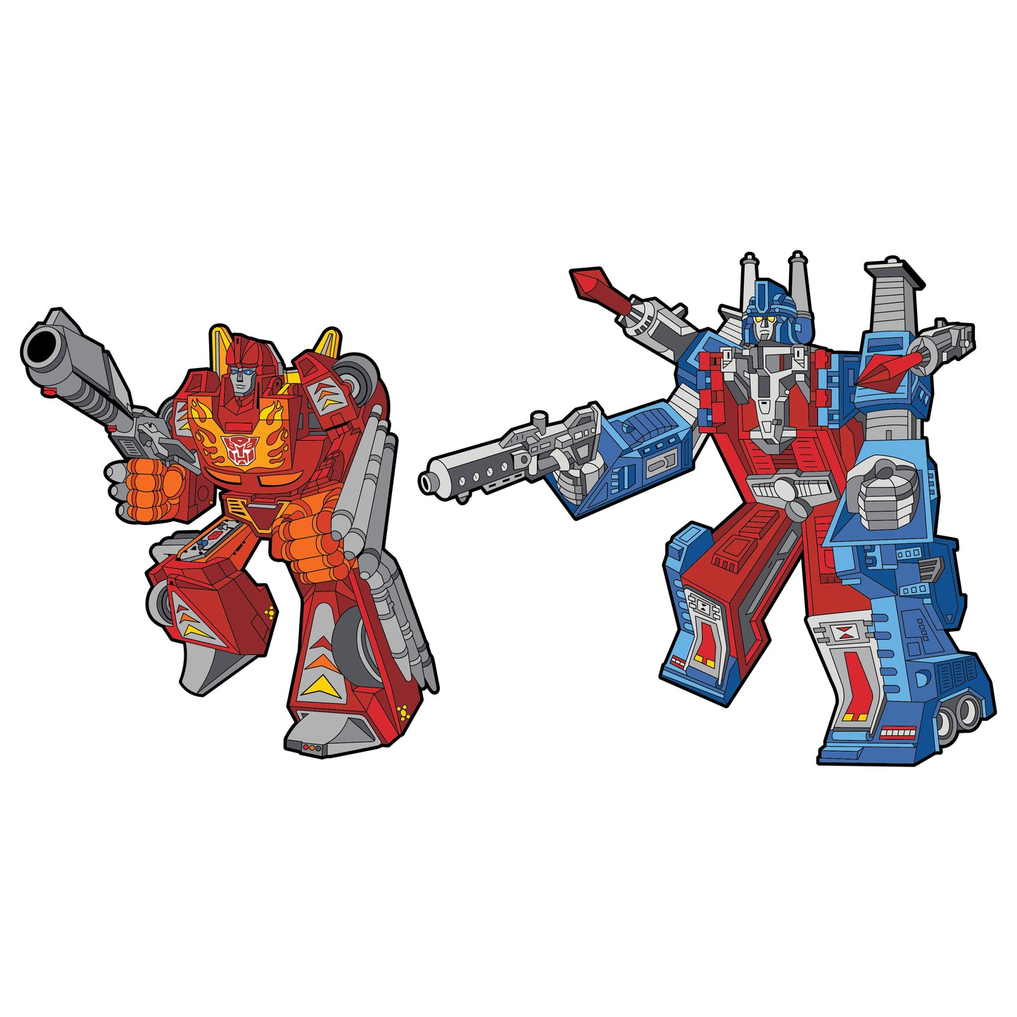 Transformers 35th Anniversary Hot Rod X Ultra Magnus Retro Pin Set (SDCC Exclusive) - Icon Heroes 