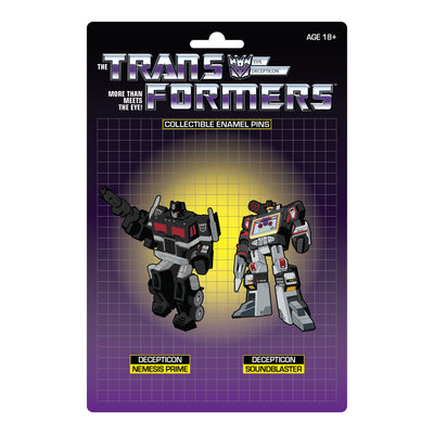 Transformers Nemesis Prime X Soundblaster Retro Pin Set (Exclusive) - Available 2nd Quarter 2022 - Icon Heroes 