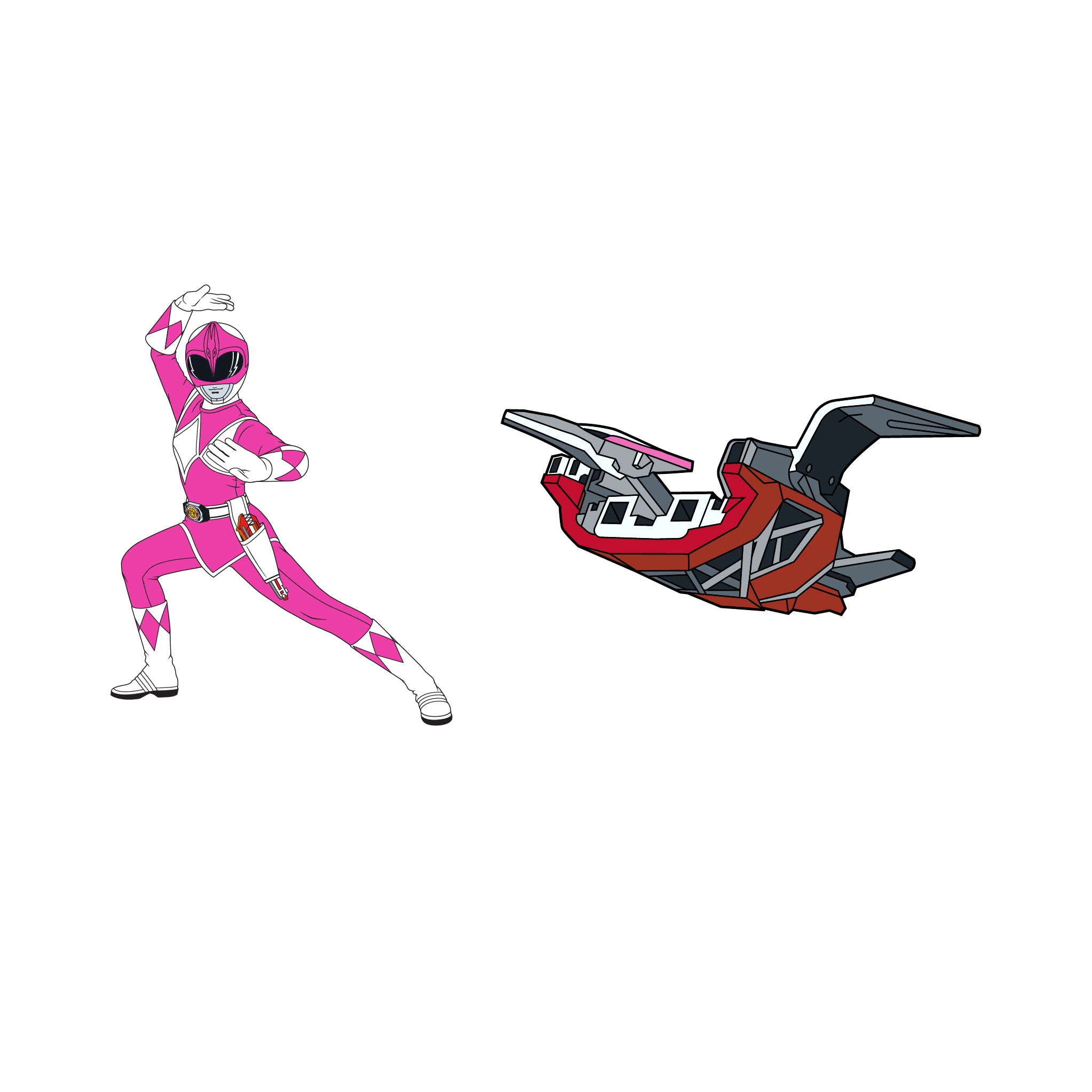 Power Rangers Pins Pink Ranger and Pterodactyl Dinozord Icon