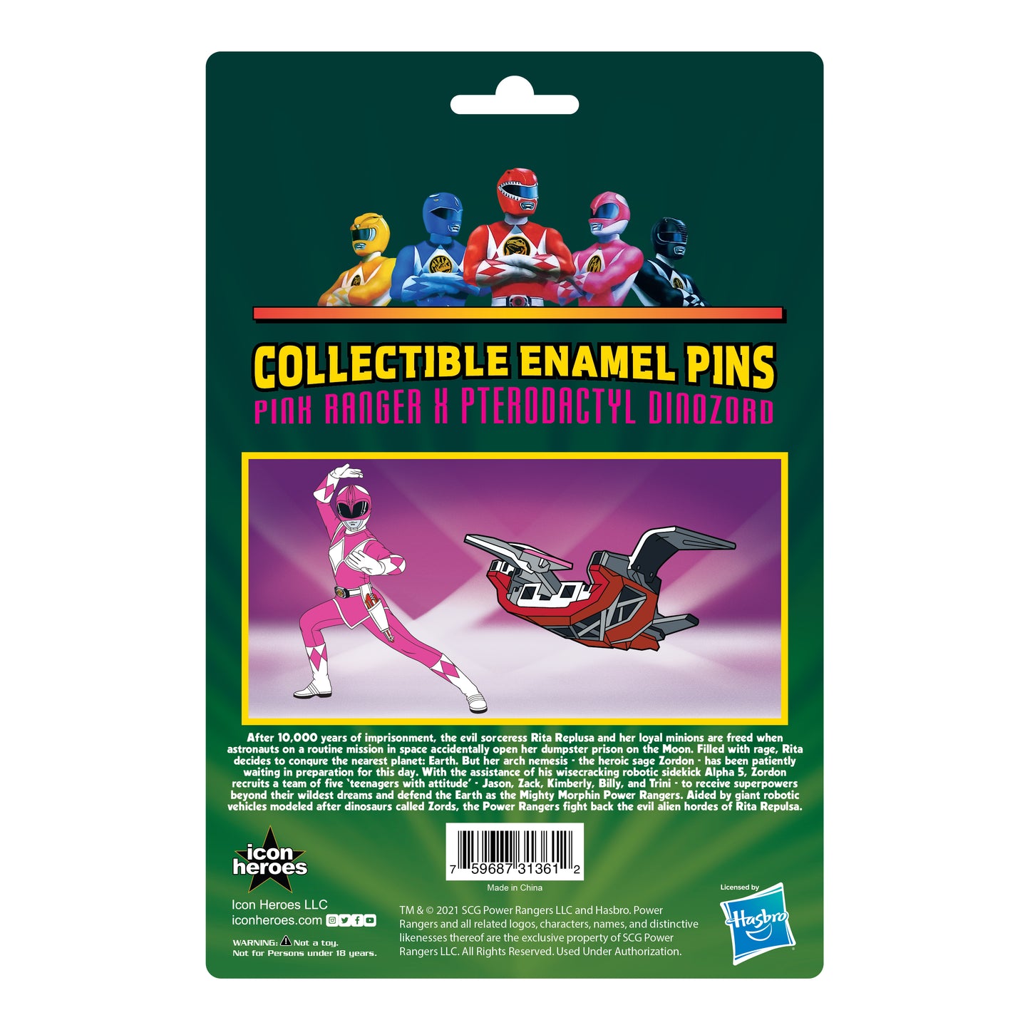 Power Rangers Pink Ranger X Pterodactyl Dinozord Pin Set - Available 4th Quarter 2021 - Icon Heroes 