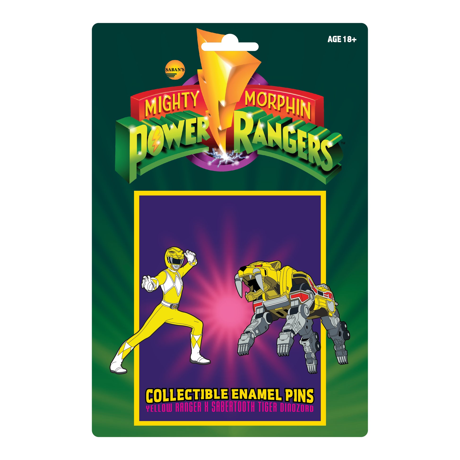 Power Rangers Yellow Ranger X Sabertooth Tiger Dinozord Pin Set - Available 4th Quarter 2021 - Icon Heroes 